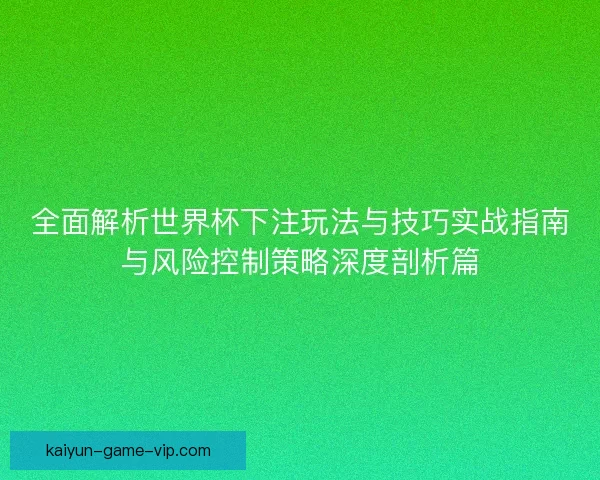 全面解析世界杯下注玩法与技巧实战指南与风险控制策略深度剖析篇